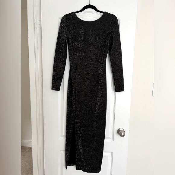 Black midi dress with silver threads from LIGIO, size XS - Picture 1 of 5